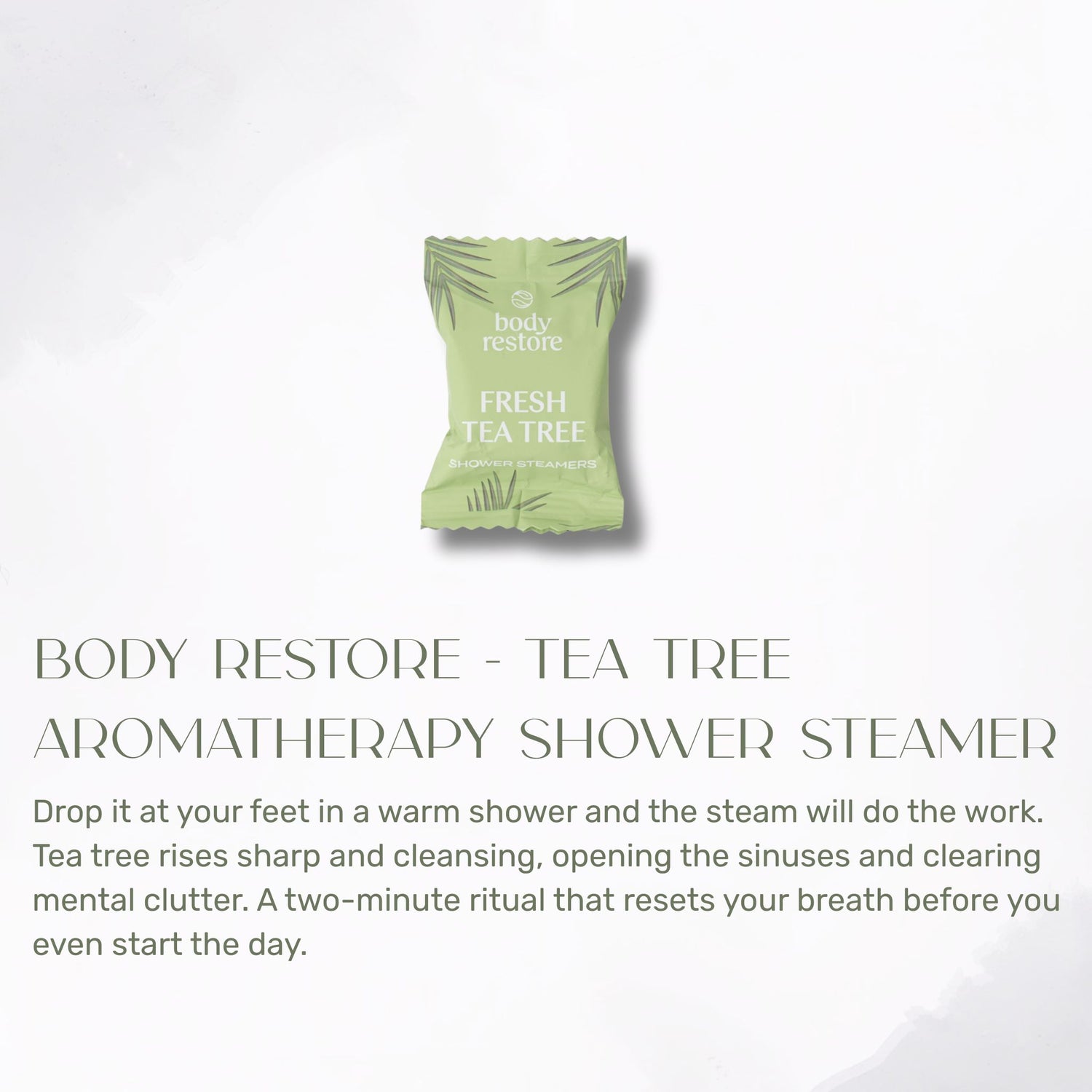 Body Restore Tea Tree Aromatherapy Shower Steamer packaging on a white background