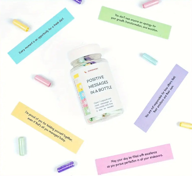 Affirmation slips and message bottle included in the Hams love ritual box Kuwait.