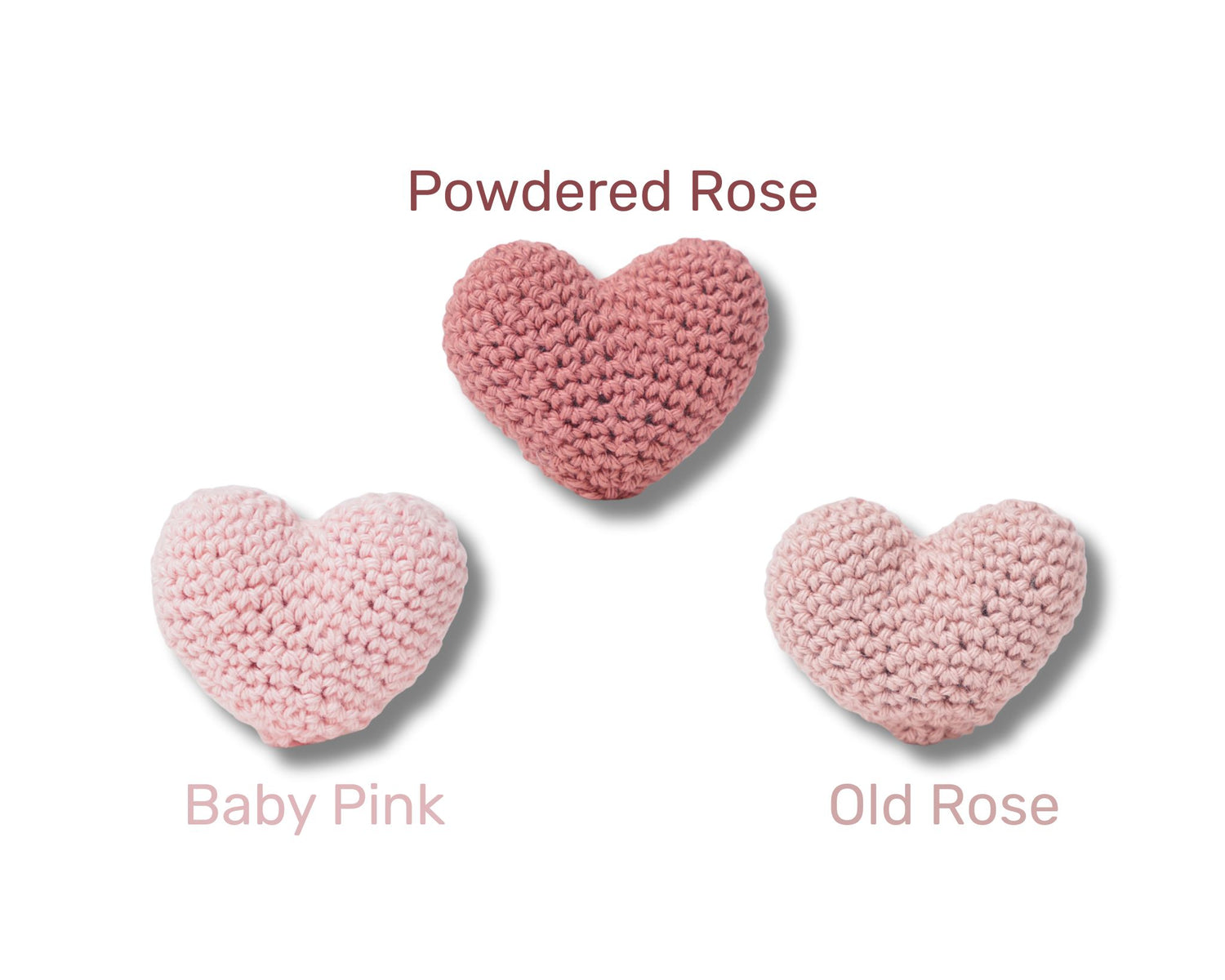 Crochet heart variations from the Hams mindful gifting box Kuwait.